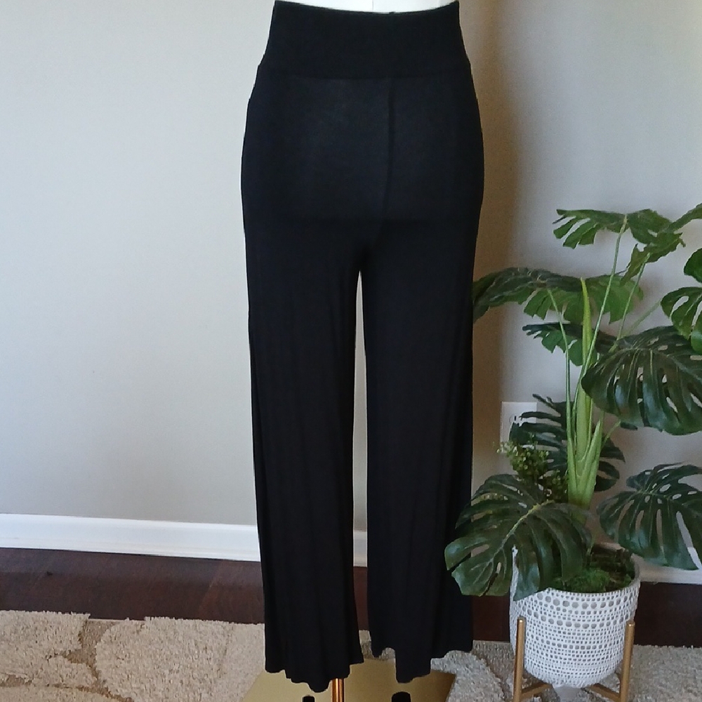 CARINE Black Wide-Leg Pants with Studs - Picture 8 of 9